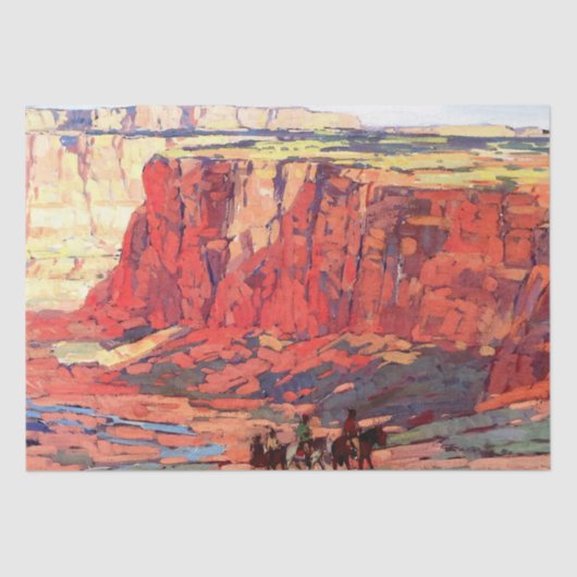 Papier Mousseline "Canyon Riders" Art occidental par Edgar Payne (Recto)