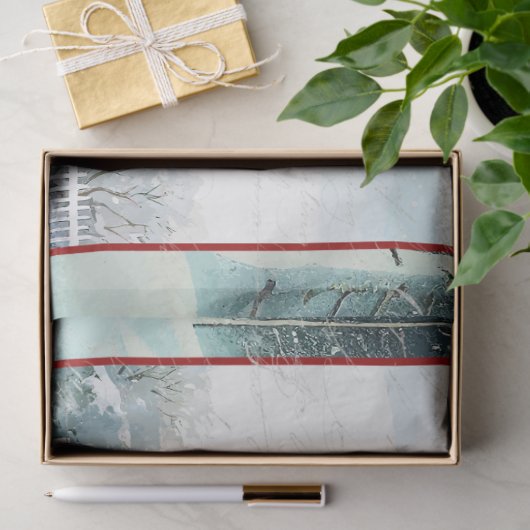 Papier Mousseline Cape Cod House Joyeux Noël Neige Snowy Trees (Cadeau)