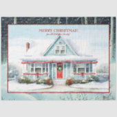 Papier Mousseline Cape Cod House Joyeux Noël Neige Snowy Trees (Recto)