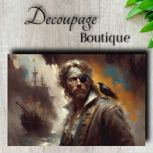 Papier Mousseline Capitaine Pirate Argenté Decoupage