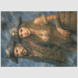 Papier Mousseline Capitaine Pirate et Reine Naïutique Caraïbes