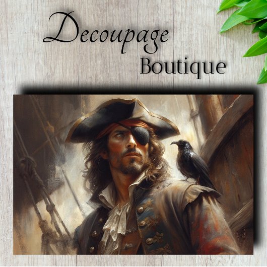 Papier Mousseline Capitaine pirate Raven Decoupage