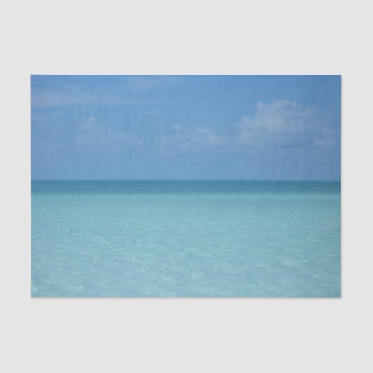 Papier Mousseline Caraïbes Horizon Tropical Turquoise Bleu (Recto)