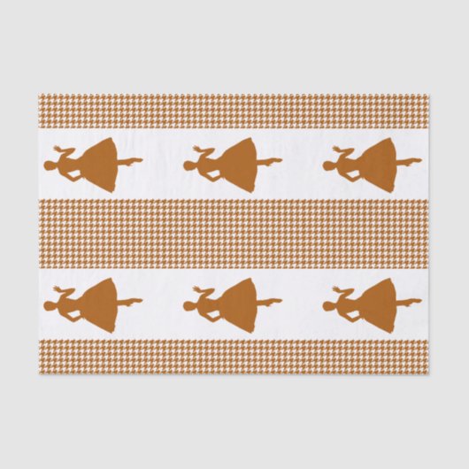 Papier Mousseline Caramel Houndstooth moderne avec Silhouette de mod (Recto)