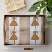 Papier Mousseline Caramel Houndstooth moderne avec Silhouette de mod (Cadeau)