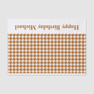 Papier Mousseline Caramel Modern Houndstooth avec message personnali
