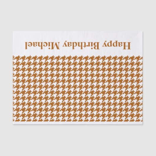 Papier Mousseline Caramel Modern Houndstooth avec message personnali (Recto)