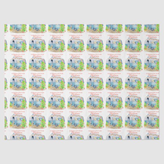 Papier Mousseline Caravane de Noël Retro Camper Papier Tissu (Recto)
