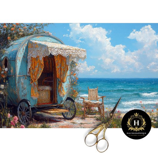 Papier Mousseline Caravane Gitane Bohème Côtière Découpage 
