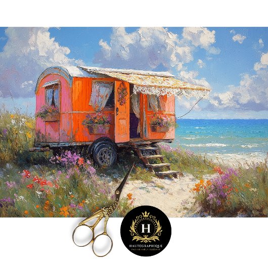 Papier Mousseline Caravane Gitane de la Plage Bohème Lumineuse Décou