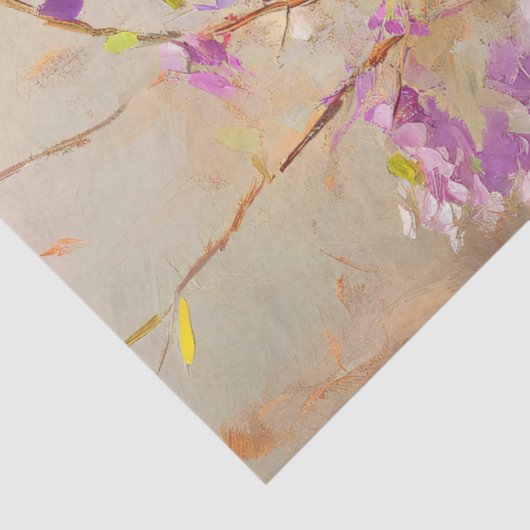 Papier Mousseline Cardinal aux fleurs violettes Découpage (Détail)