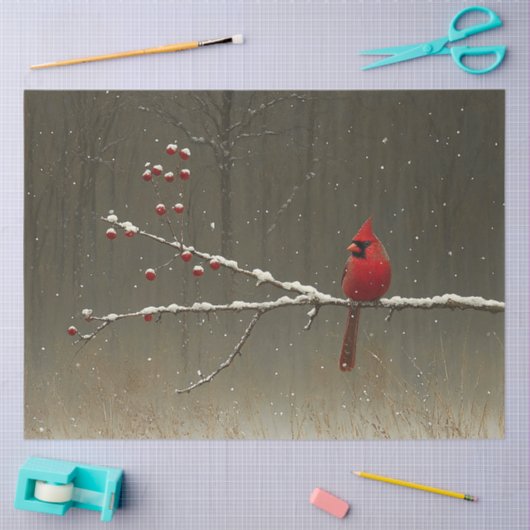 Papier Mousseline Cardinal Bird'hiver Berry Tree Decoupage (Artisanat)