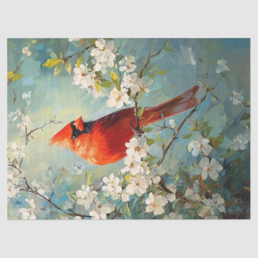 Papier Mousseline Cardinal Blanc Fleurs florantes Art Découpage (Recto)