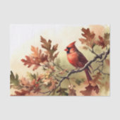 Papier Mousseline Cardinal d'aquarelle et chêne d'automne Découpage (Recto)