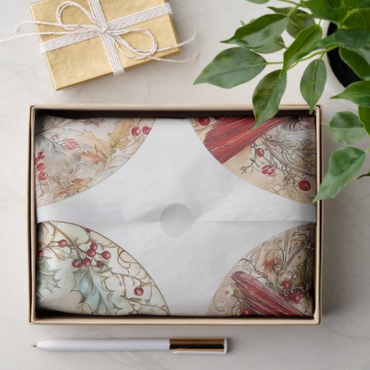 Papier Mousseline Cardinal de Noël (Cadeau)