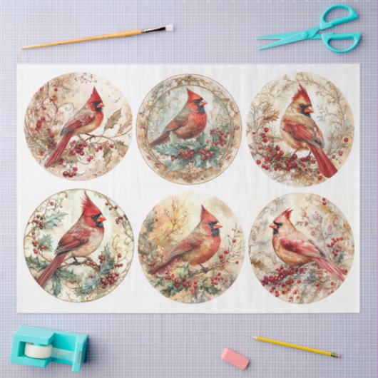 Papier Mousseline Cardinal de Noël (Artisanat)