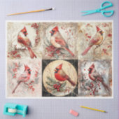 Papier Mousseline Cardinal de Noël Carrés (Artisanat)