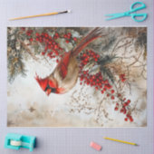 Papier Mousseline Cardinal de Noël rouge (Artisanat)