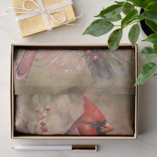 Papier Mousseline Cardinal d'hiver (Cadeau)