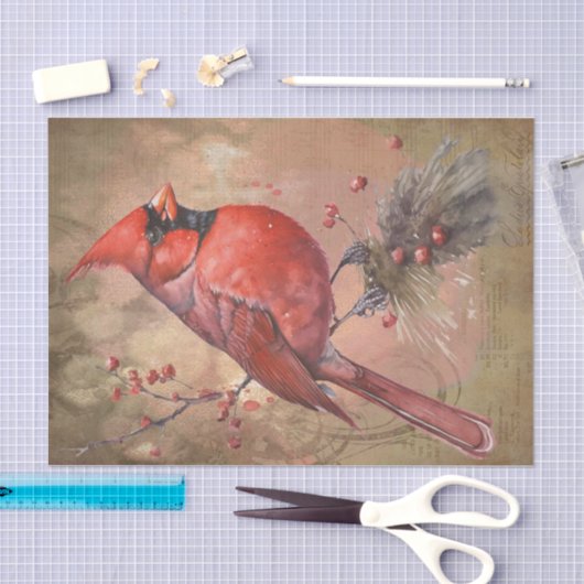 Papier Mousseline Cardinal d'hiver (Artisanat)