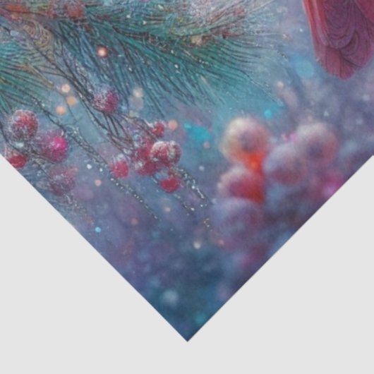 Papier Mousseline Cardinal Du Matin D'Hiver Dans La Découpage Du Fir (Détail)