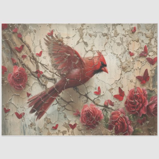 Papier Mousseline Cardinal en vol (Recto)