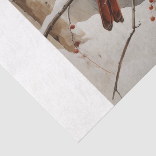 Papier Mousseline Cardinal féminin en hiver (Détail)