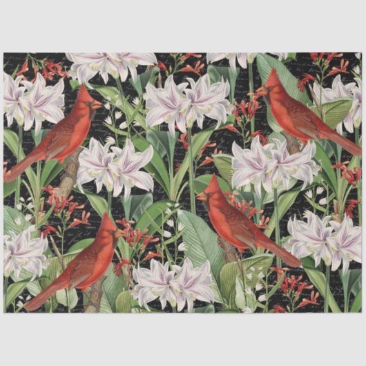 Papier Mousseline Cardinal moderne Amaryllis Collage Papier Tissu (Recto)