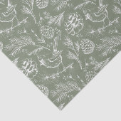 Papier Mousseline Cardinal perché, Pinecones et Sage de baies d'hive (Détail)