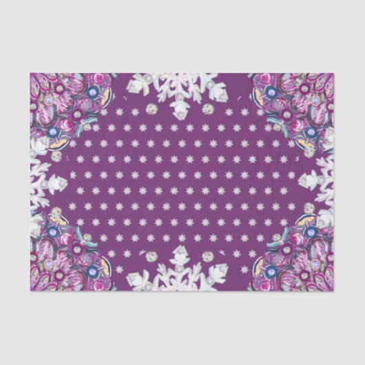 Papier Mousseline Cardinal red rosace & snowflake (Recto)