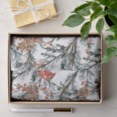 Papier Mousseline Cardinal Rouge Branches de genièvres Berries Papie (Cadeau)