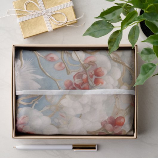 Papier Mousseline Cardinal rouge de Noël (Cadeau)