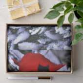 Papier Mousseline Cardinal rouge d'hiver (Cadeau)