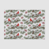 Papier Mousseline Cardinal Rouge enneigé Persistant Hiver (Recto)