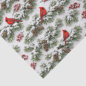 Papier Mousseline Cardinal Rouge enneigé Persistant Hiver (Détail)