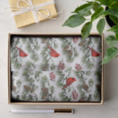 Papier Mousseline Cardinal Rouge enneigé Persistant Hiver (Cadeau)