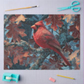 Papier Mousseline Cardinal rouge perché sur la branche (Artisanat)