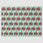 Papier Mousseline Cardinal sur la branche des pins avec les baies d' (Recto)