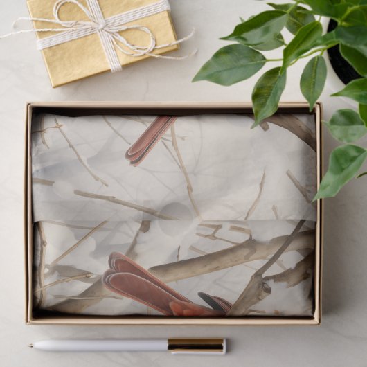 Papier Mousseline Cardinaux d'hiver (Cadeau)