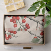 Papier Mousseline Cardinaux et baies rouges (Cadeau)