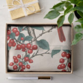 Papier Mousseline Cardinaux et baies rouges (Cadeau)