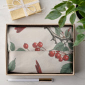 Papier Mousseline Cardinaux et baies rouges (Cadeau)