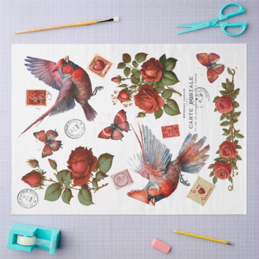 Papier Mousseline Cardinaux rouges Papier Tissu Clipart (Artisanat)