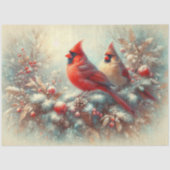 Papier Mousseline Cardinaux Rustiques De Noël Dans La Découpage Wood (Recto)