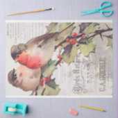 Papier Mousseline Cardinaux vintages avec Ephemera Decoupage Tissue  (Artisanat)