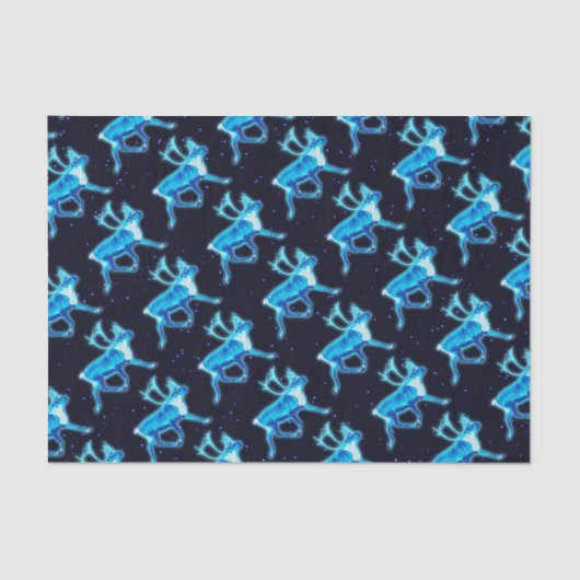 Papier Mousseline Caribou bleu (rennes) (Recto)