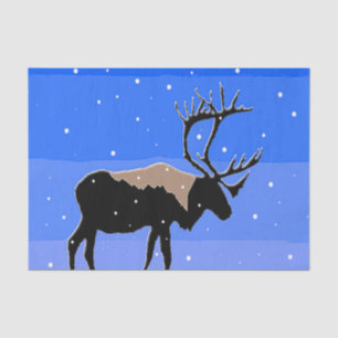 Papier Mousseline Caribou en hiver - Art original de la faune