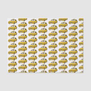 Papier Mousseline Caricature amusante de taxi jaune mignon