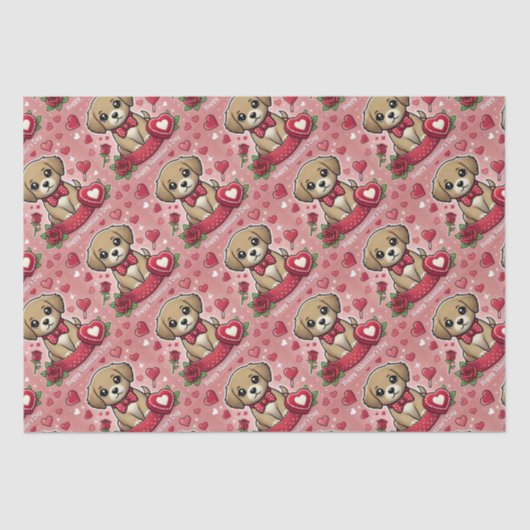 Papier Mousseline Caricature avec Coeurs de la Saint-Valentin (Recto)