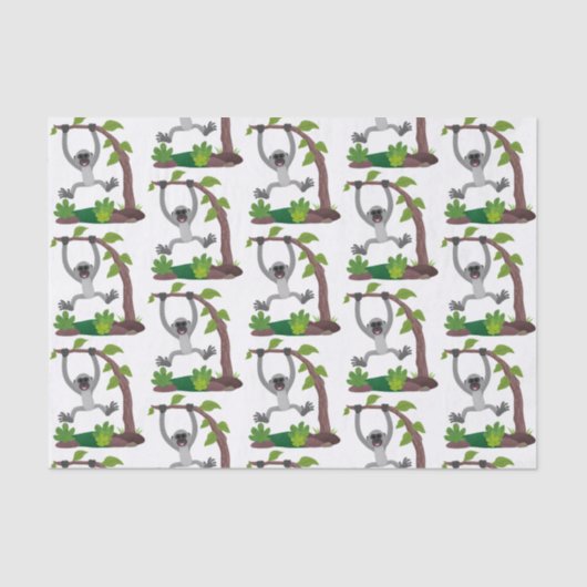 Papier Mousseline Caricature de bande de gibbon joyeux (Recto)